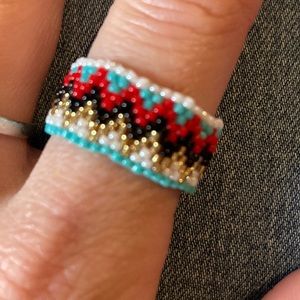 Gorgeous hand beaded ring from bali size 9